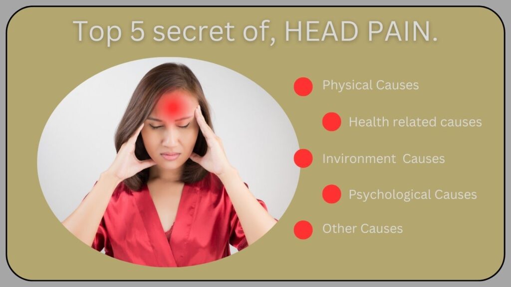 A picture by 5 reasons of head pain.