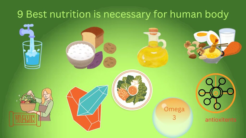 A picture bykid of 9 best nutritions is necessary for human body.