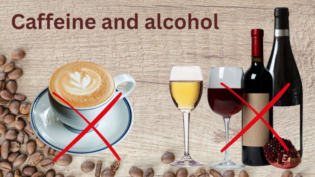 A picture by caffine and alcohol avides for health.
