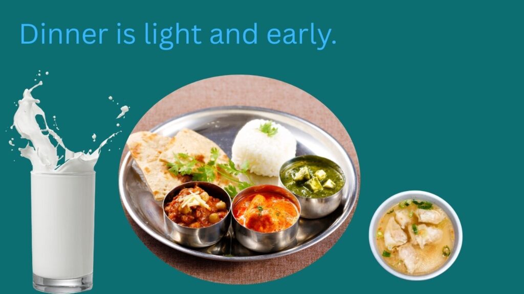 A Picture by loss weight for easy 7 steps. dinner is light.